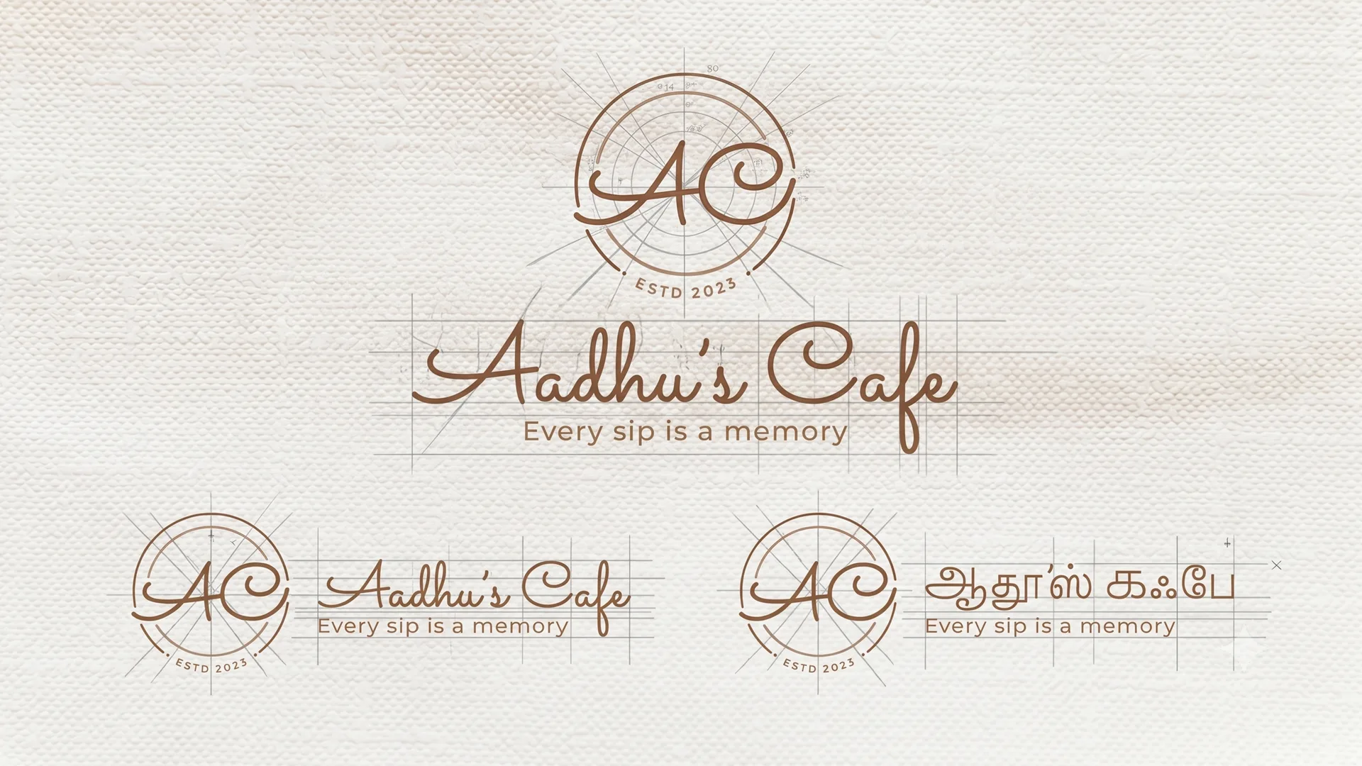 Aadhu's Cafe logo construction and identity system