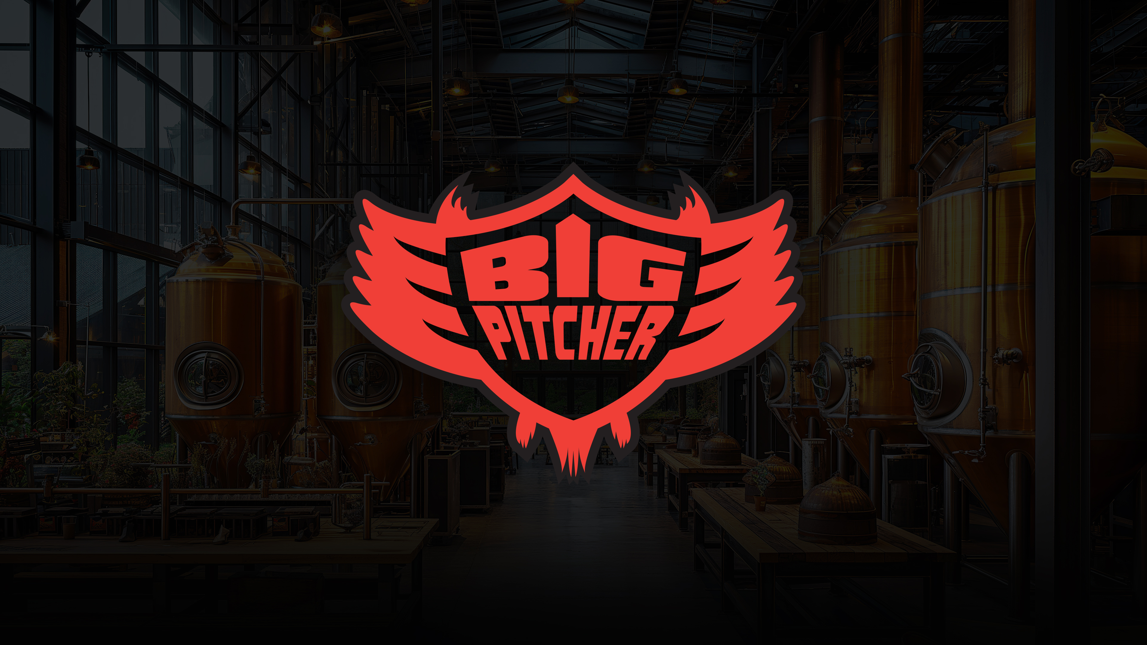 Big Pitcher — brewery interior with the iconic red eagle logo