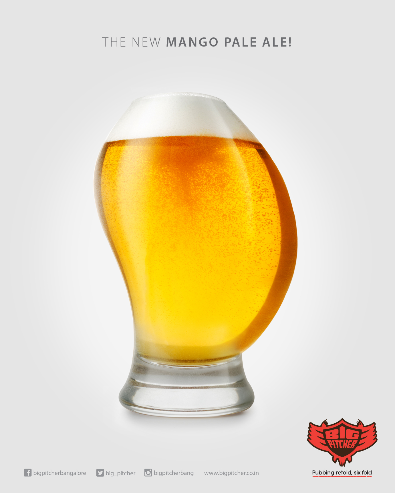Mango Pale Ale campaign — a beer glass casting a mango shadow