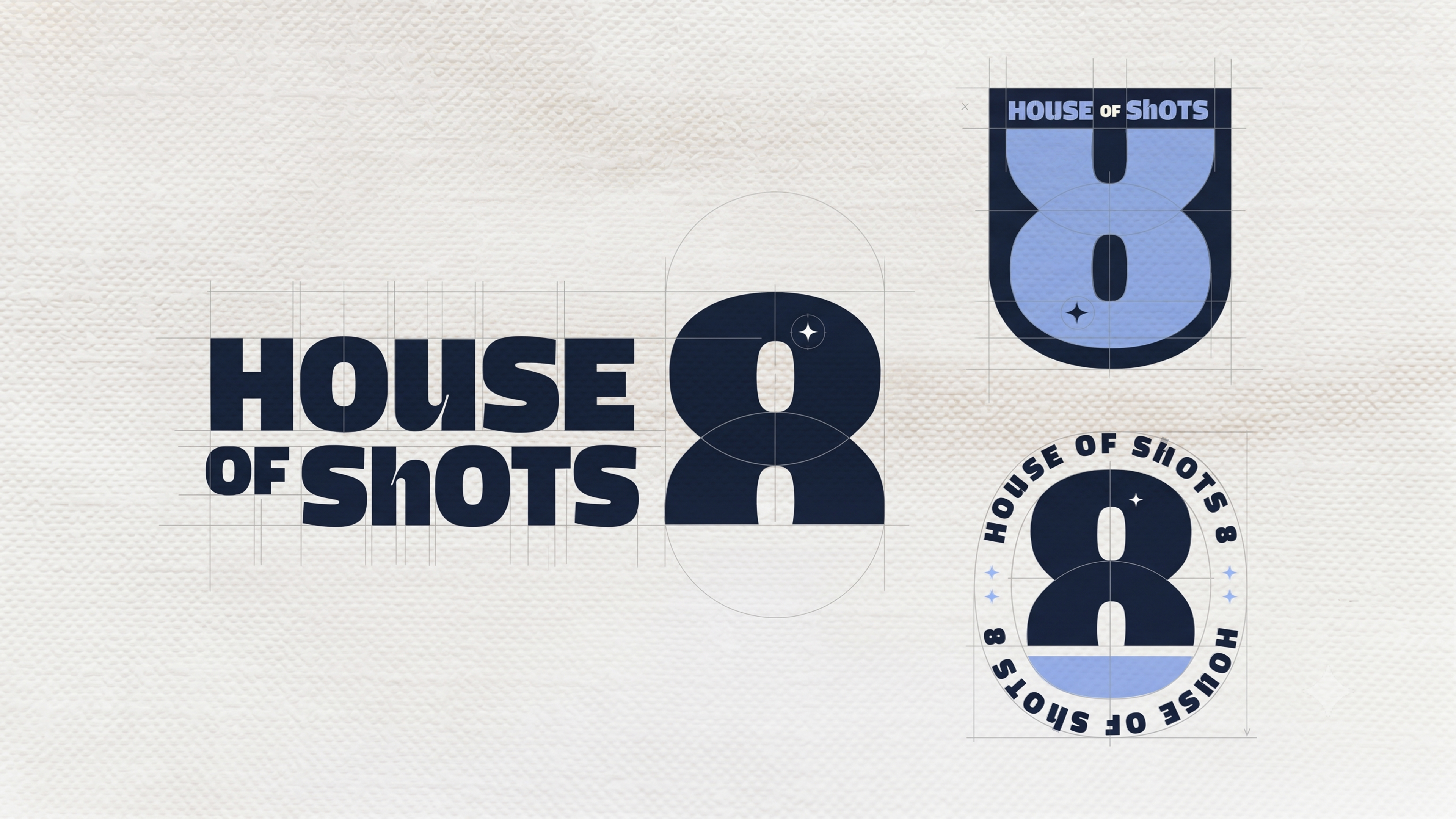 House of Shots 8 — final logo construction and lockup variations