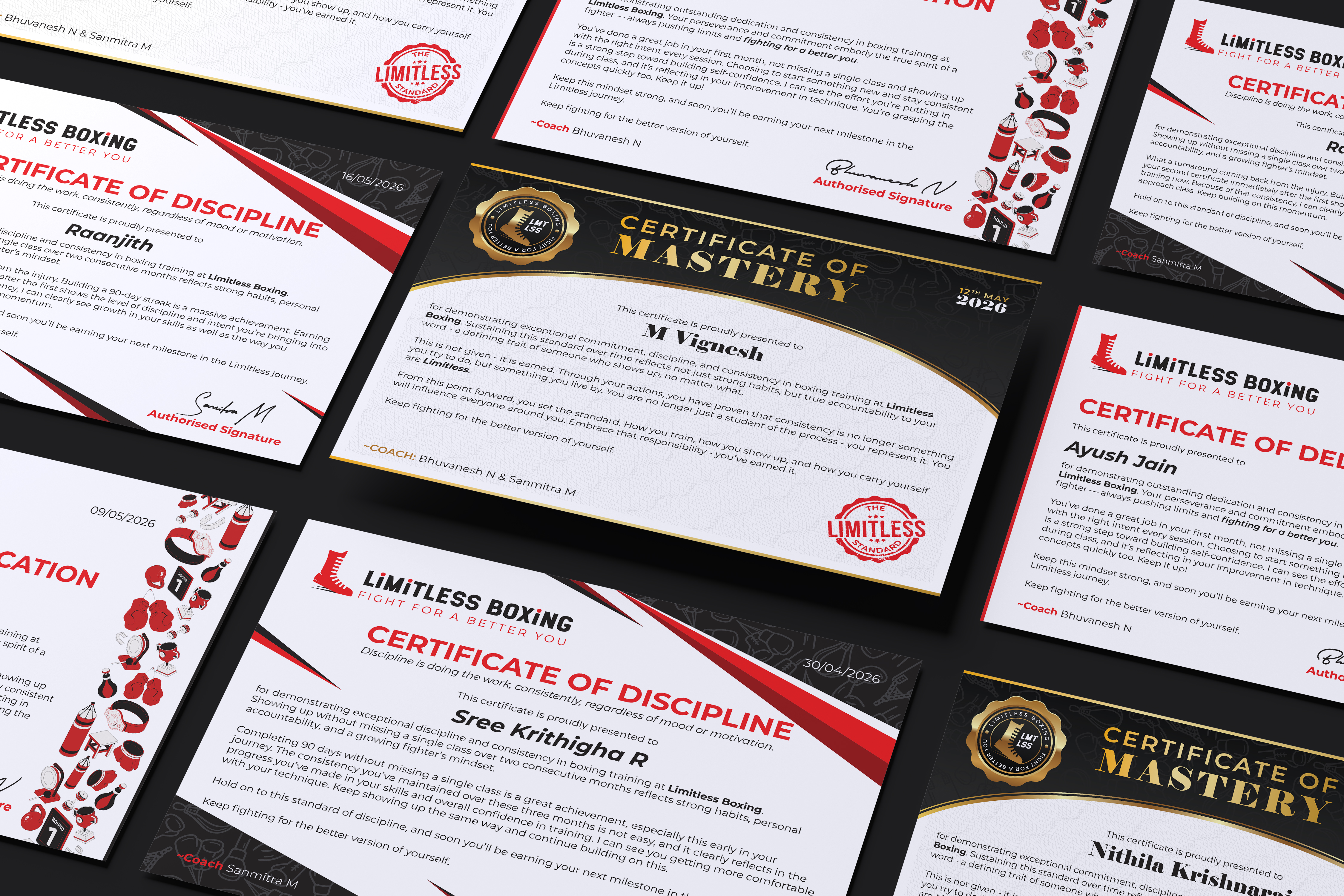 Certificates of Discipline, Mastery & coach grade